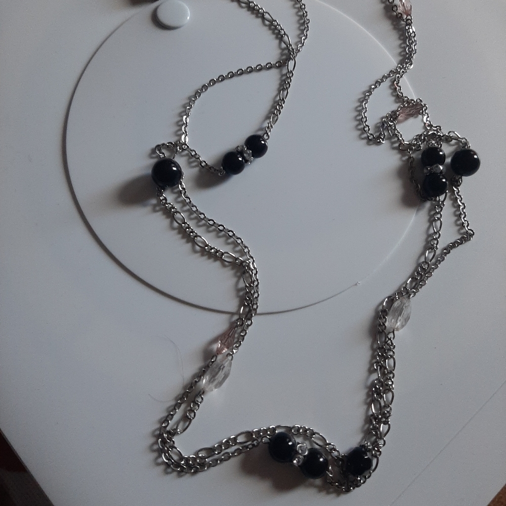 L.A Express 2 silver tone chains Necklace